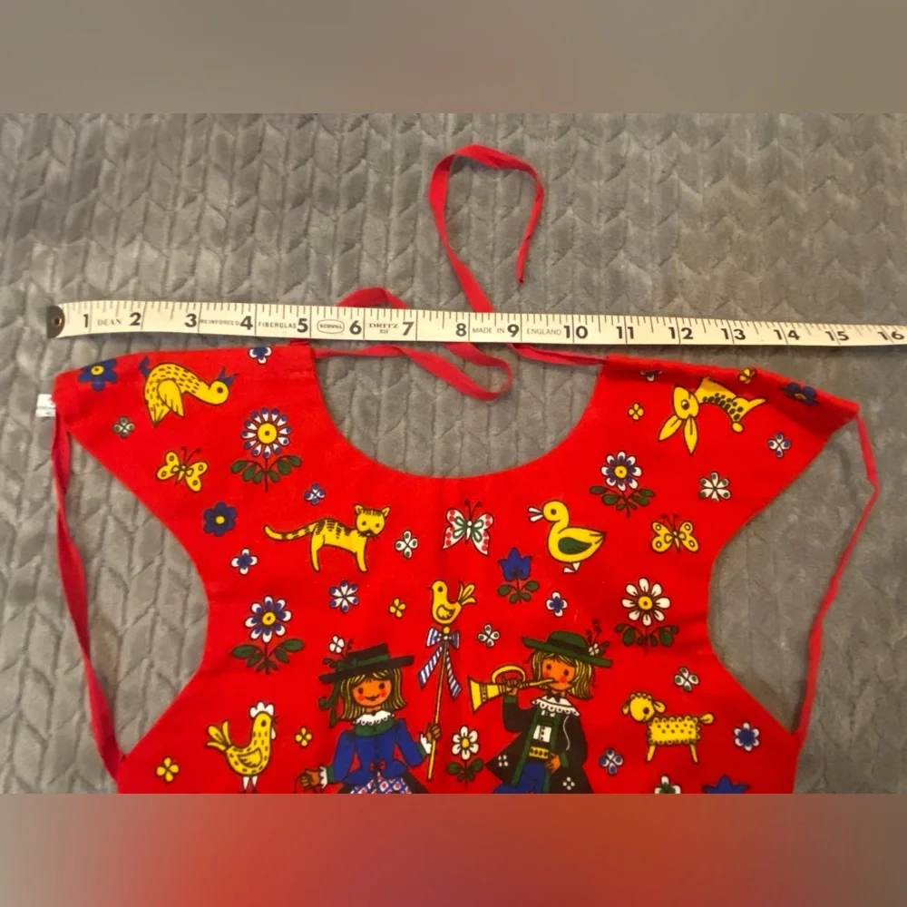 Vintage Kolf Baby Bib Reversible Folk Art 100% Cotton Red White Austrian